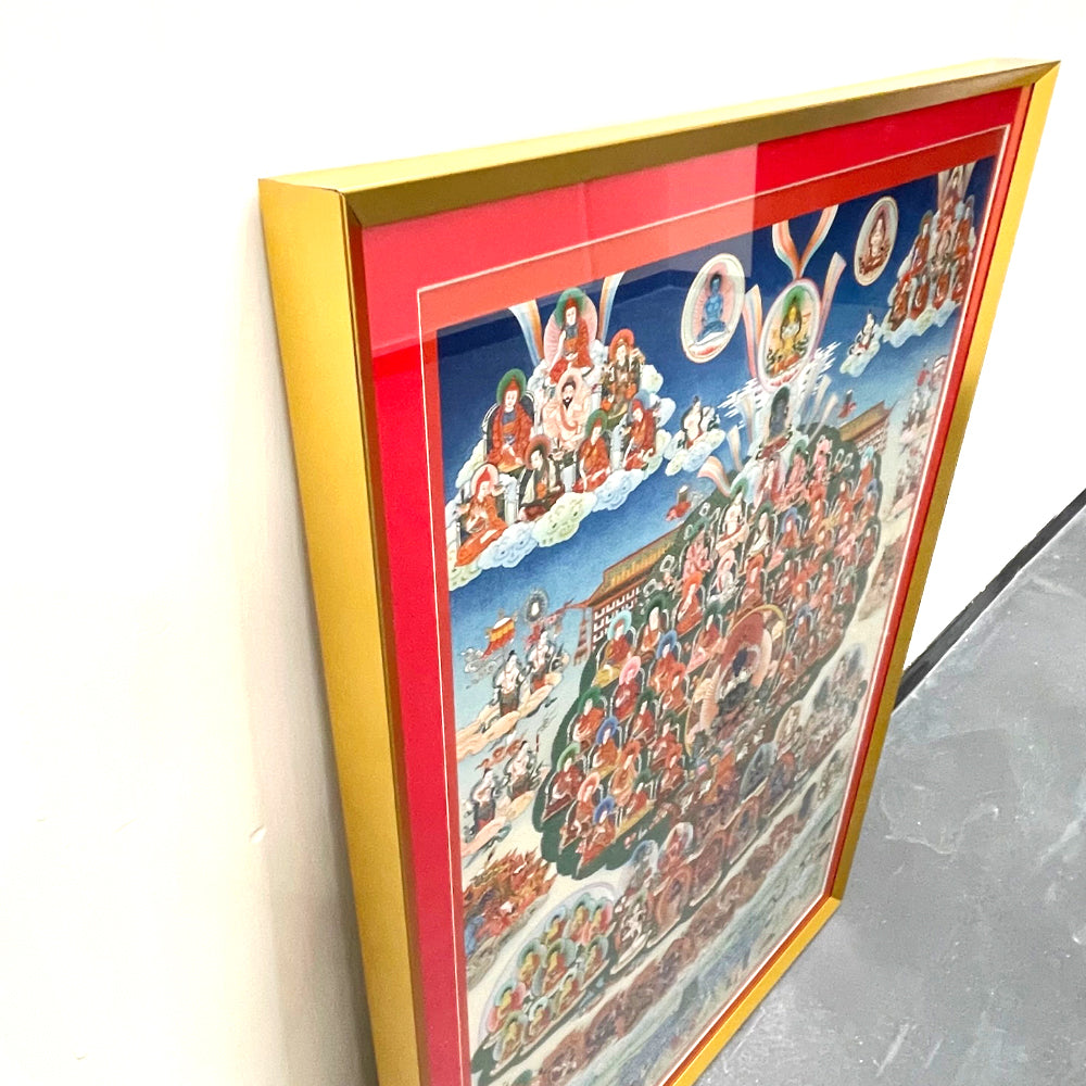 Refuge Tree of Karma Kagyu Thangka High Quality Print A1 Golden Frame together with explanation card